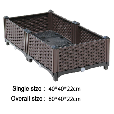 La piantatrice alzata di plastica della famiglia 80*40*22CM Brown inscatola lo stile europeo di rettangolo