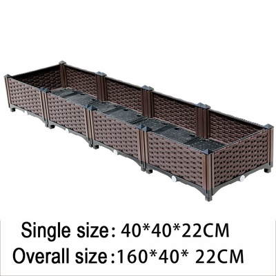 La piantatrice alzata di plastica della famiglia 80*40*22CM Brown inscatola lo stile europeo di rettangolo