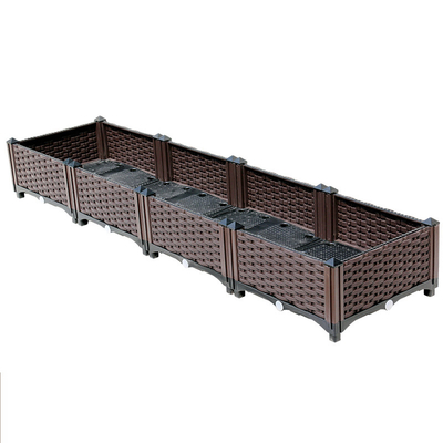 Per Brown di vendita il rattan che pianta il giardino di rettangolo della scatola fornisce il supporto di plastica all'aperto del vaso di fiore del vaso di fiore della grande capacità