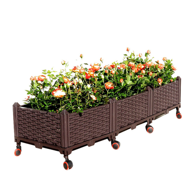 Auto che innaffia la piantatrice di plastica conservabile alzata rettangolare del contenitore di fiore della scatola della piantatrice